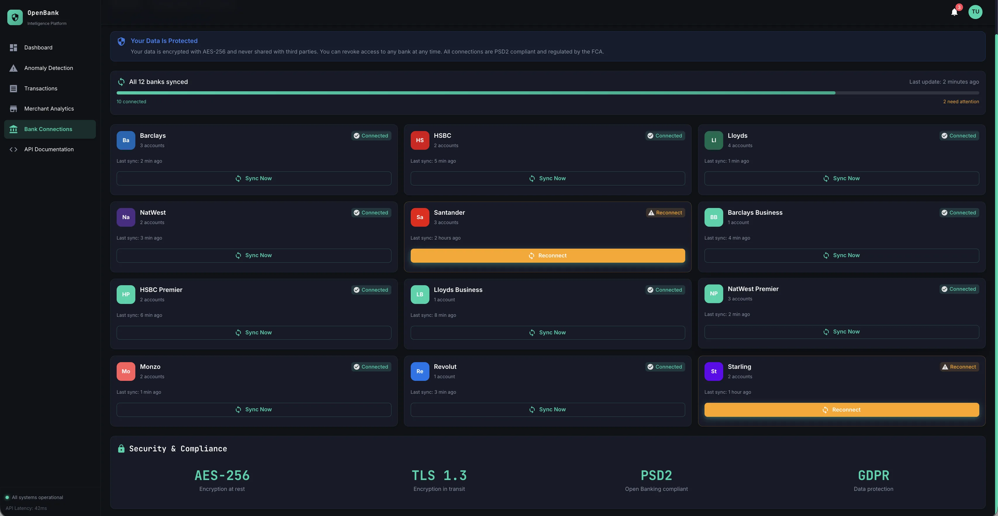Bank Connections & Compliance